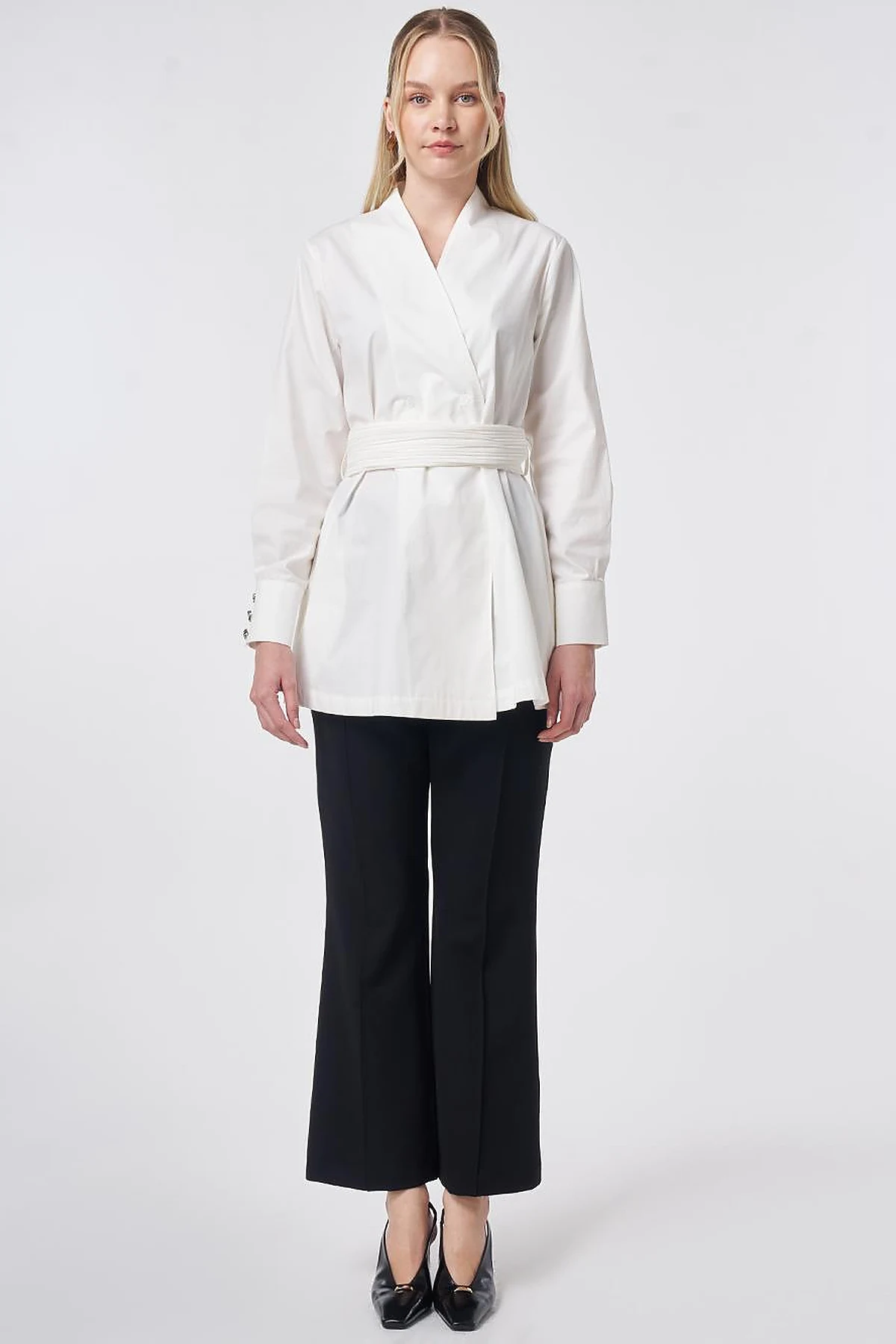 Cotton Jacket with Waist Detail Ecru