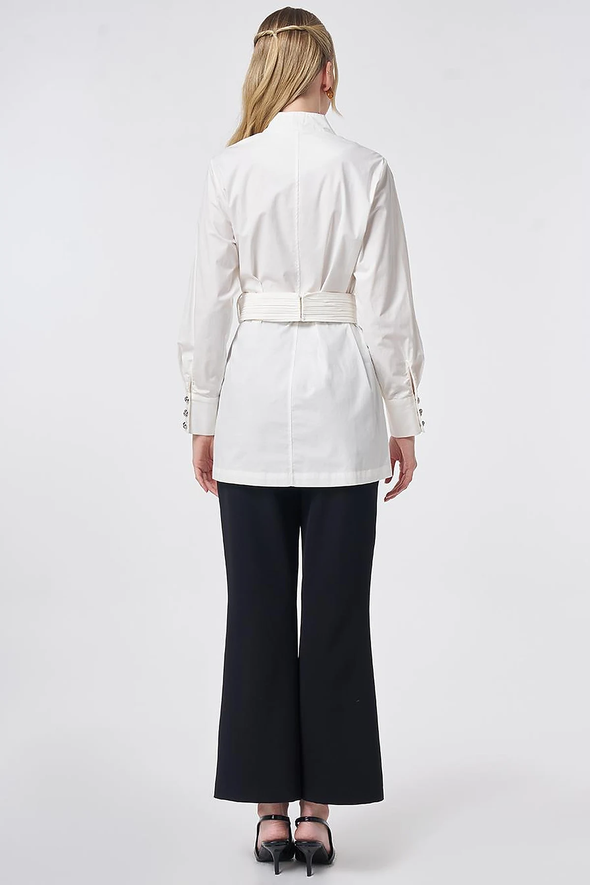 Cotton Jacket with Waist Detail Ecru