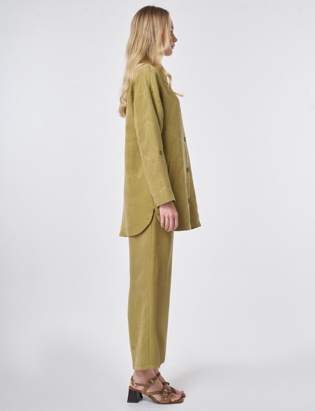 Desenli Modal İkili Takım Haki 