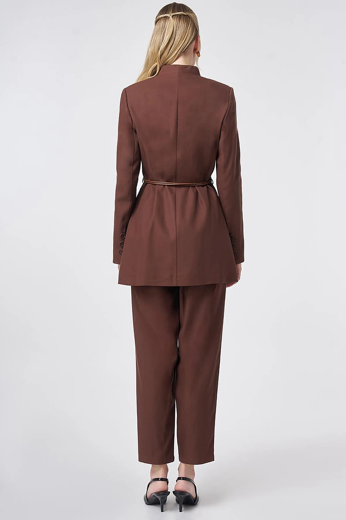 Rope Belt Detail Cotton-Lyocell Two-Piece Set – Chocolate