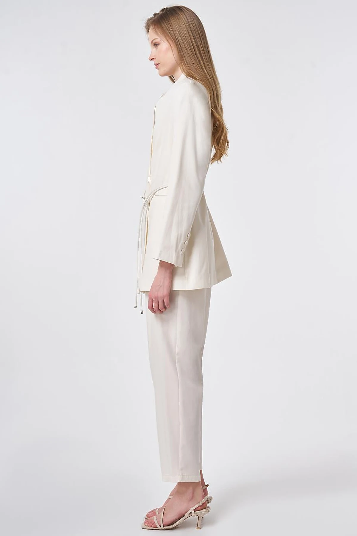 Rope Belt Detail Cotton-Lyocell Two-Piece Set – Cream