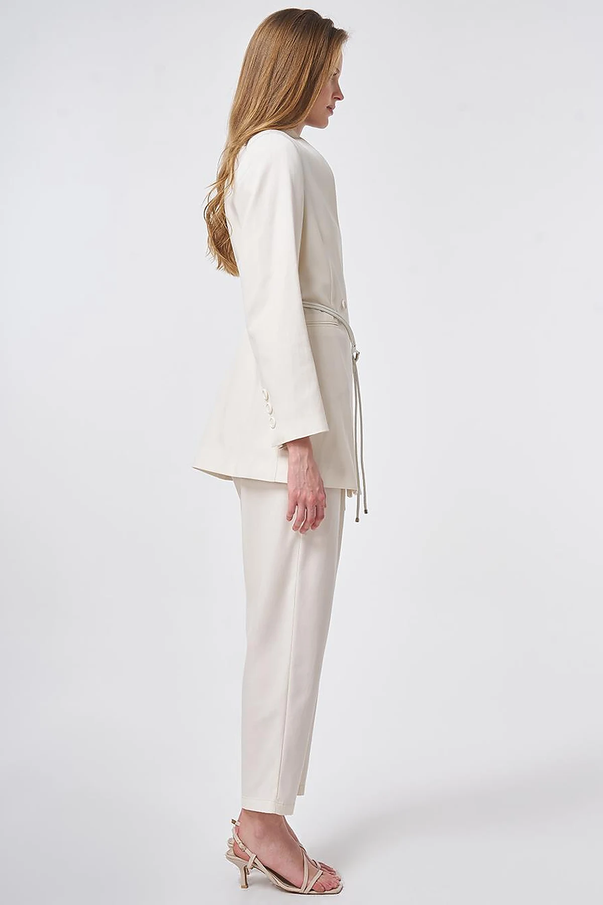 Rope Belt Detail Cotton-Lyocell Two-Piece Set – Cream