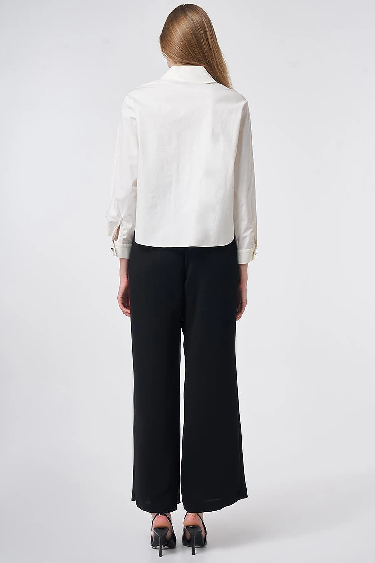 Cotton Blouse with Buckle Detail Ecru