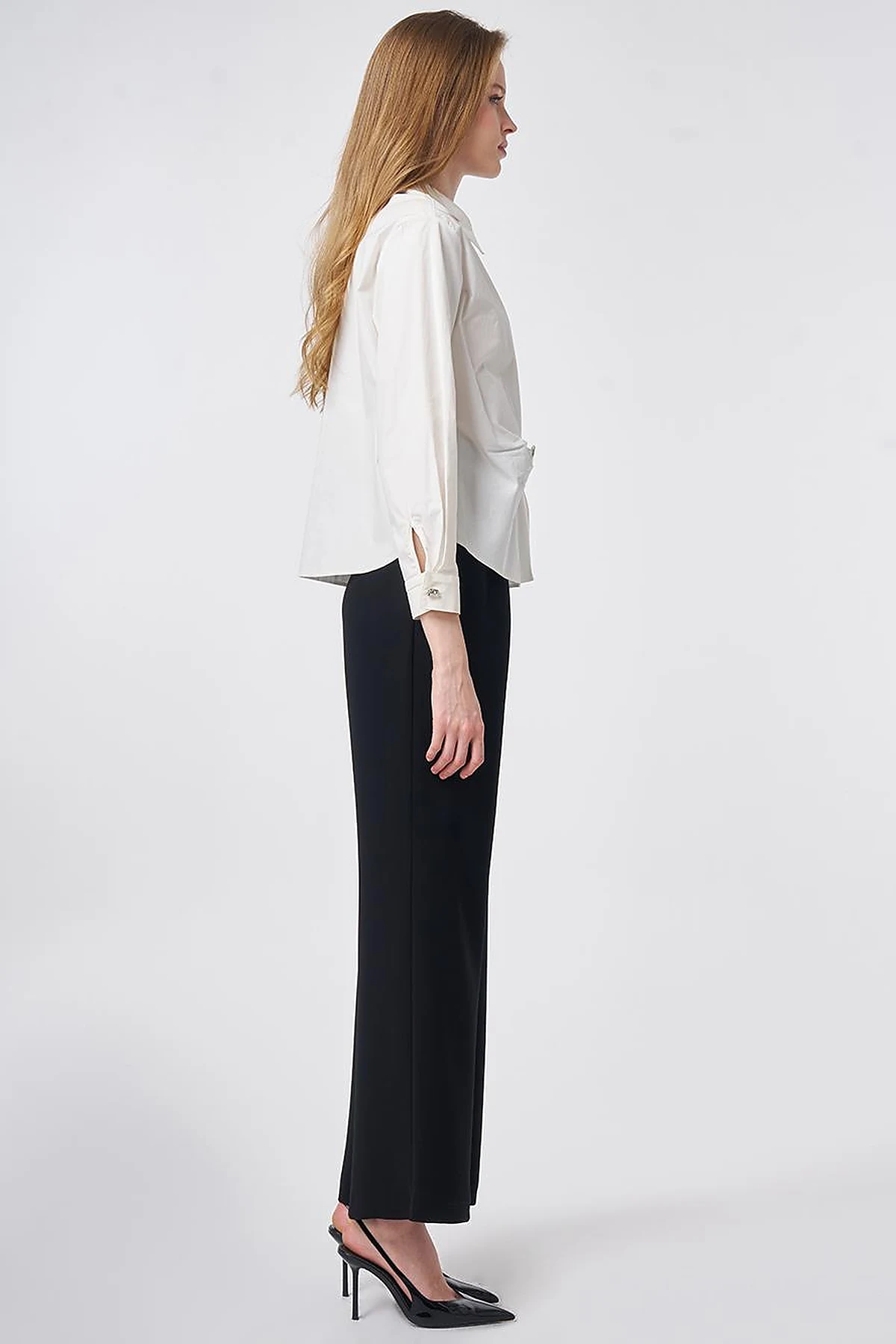 Cotton Blouse with Buckle Detail Ecru