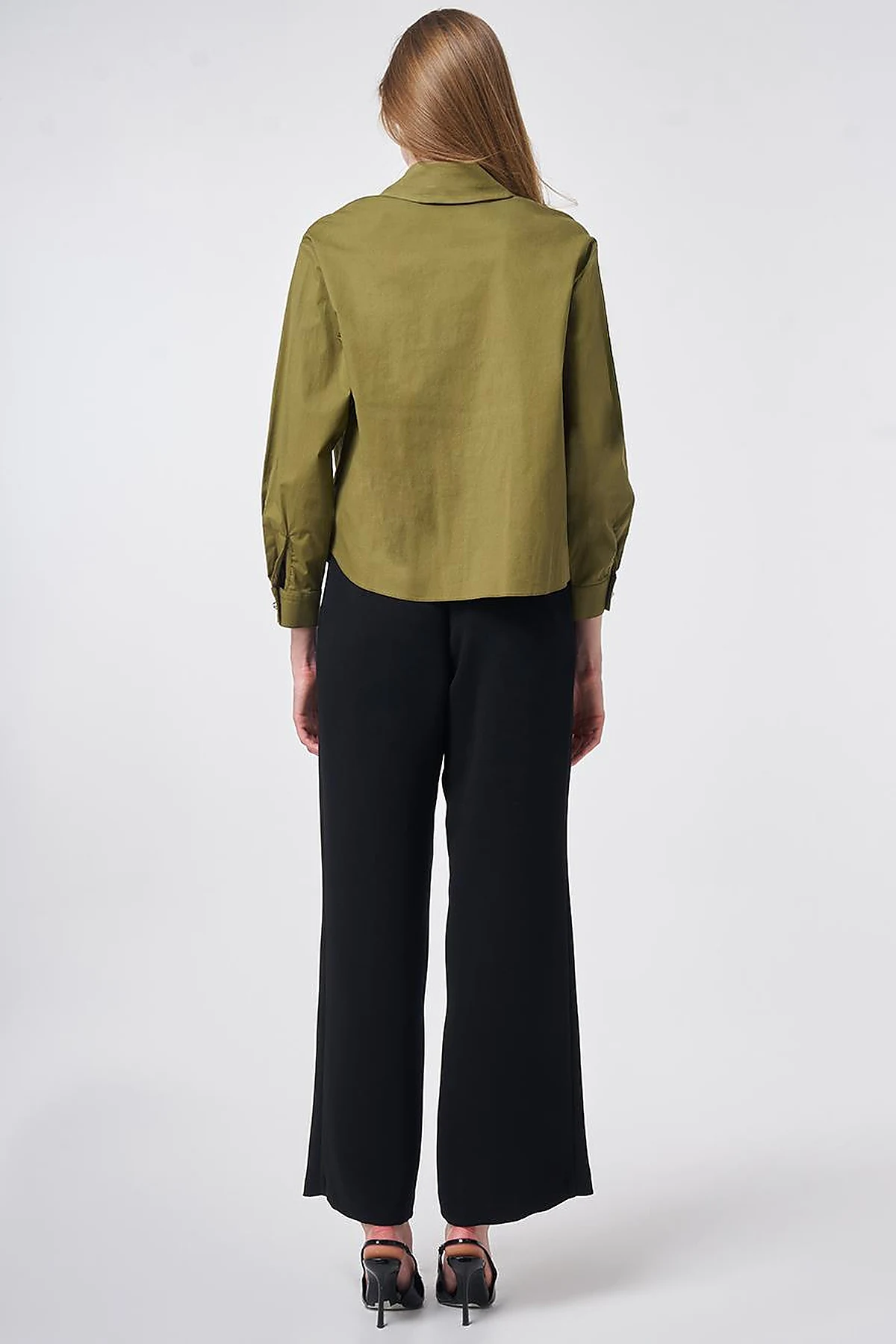 Cotton Blouse with Buckle Detail Khaki
