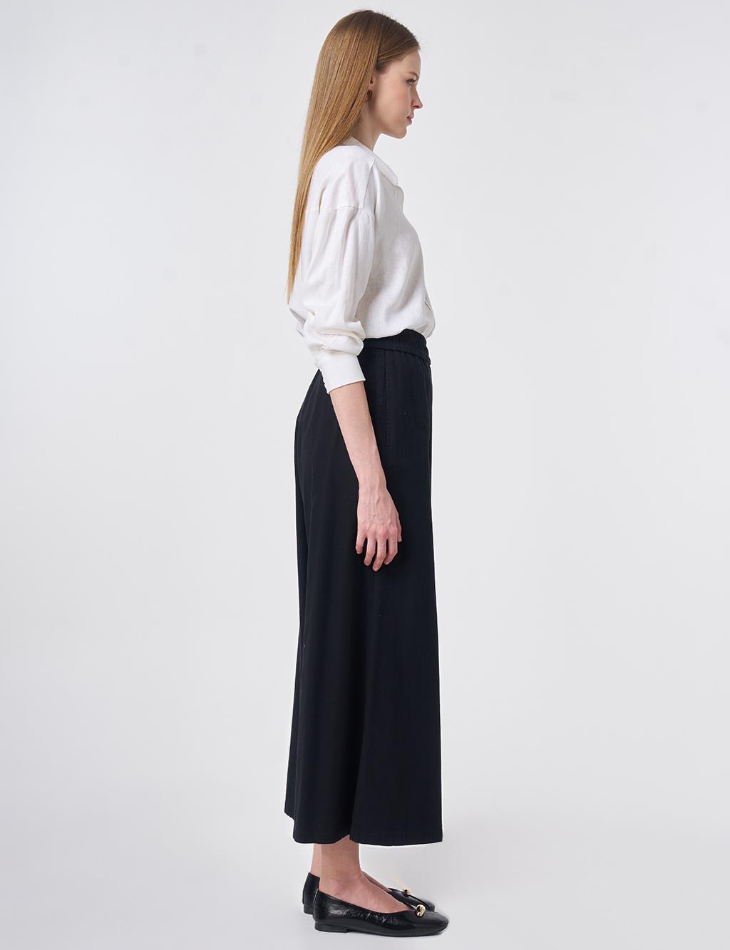 Elastic Waist Non-Denim Pants Black