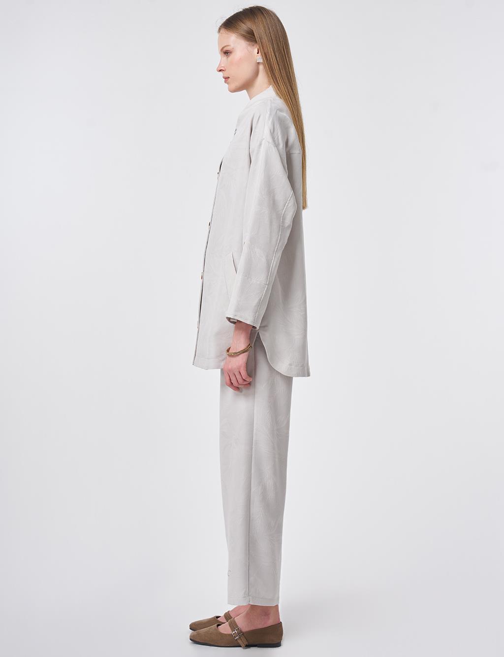 Patterned Modal Two-Piece Set Light Grey