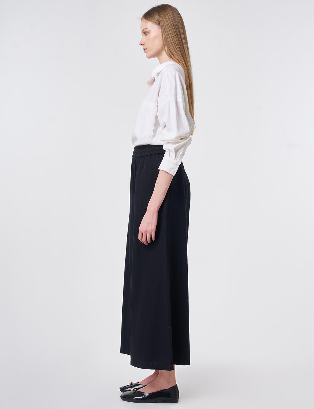 Elastic Waist Non-Denim Pants Black