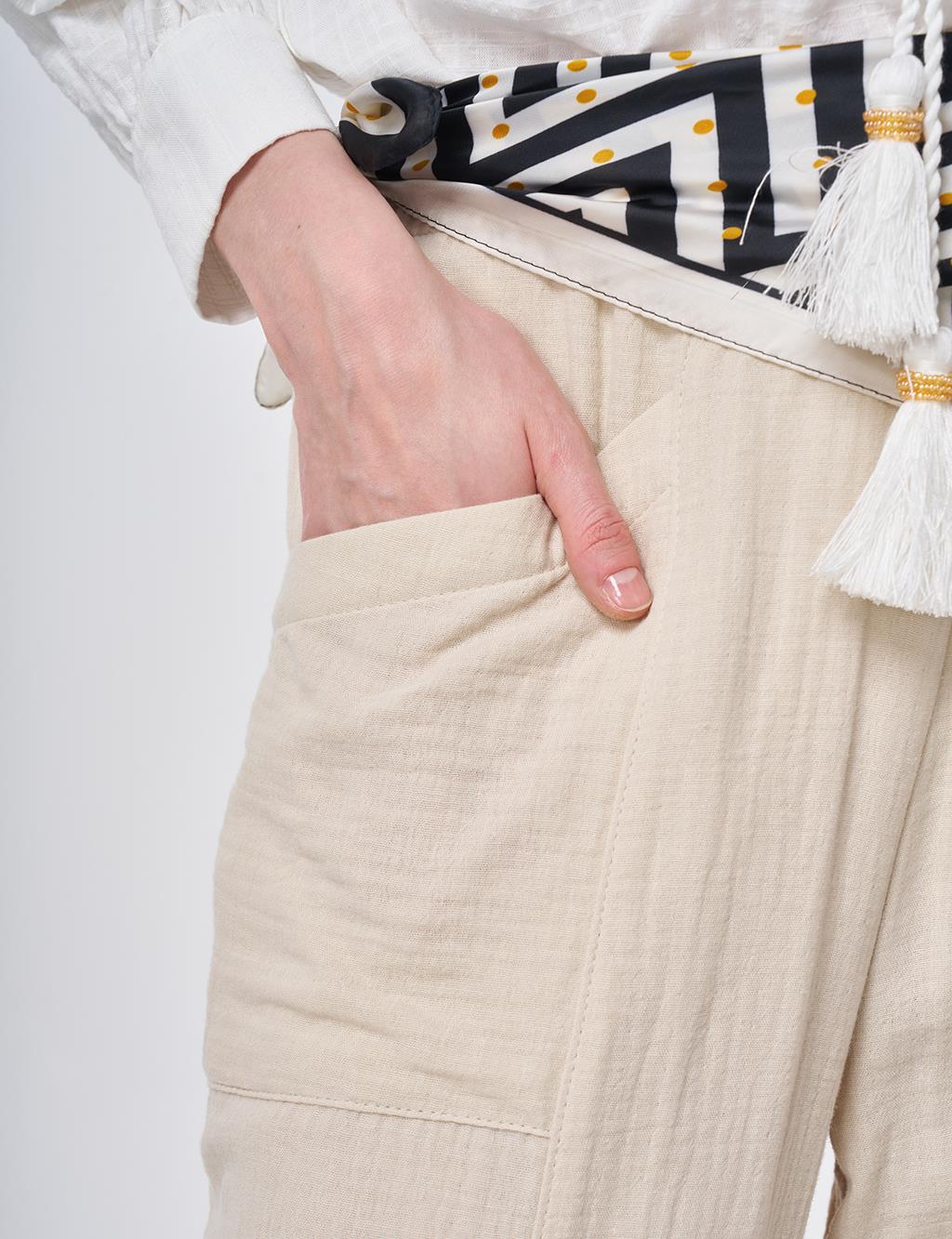 Wide-Pocket Muslin Pants Stone