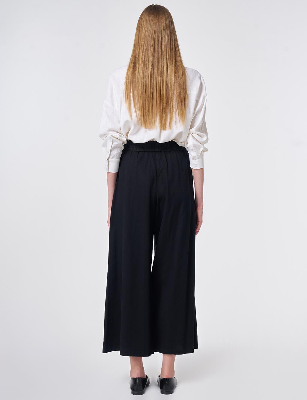 Elastic Waist Non-Denim Pants Black