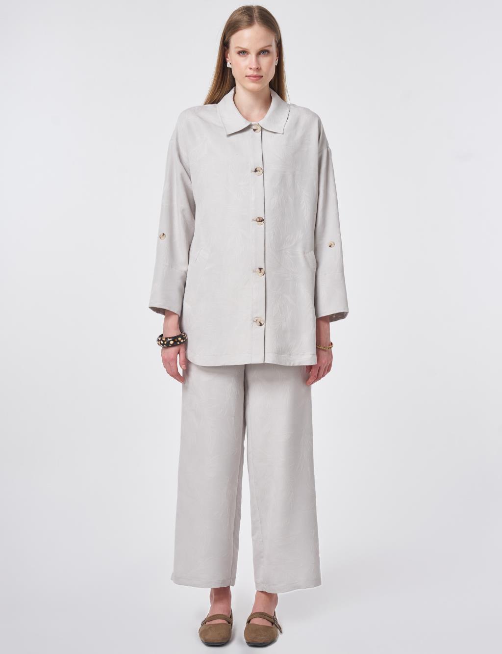 Patterned Modal Two-Piece Set Light Grey