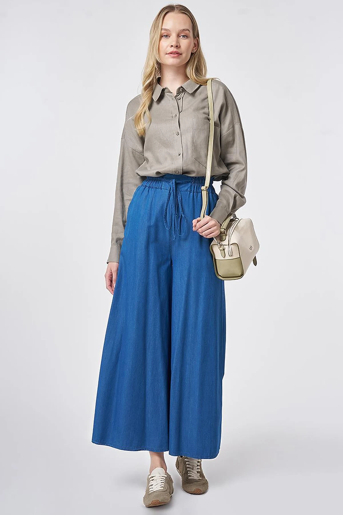 Elastic Waist Drawstring Pants Indigo