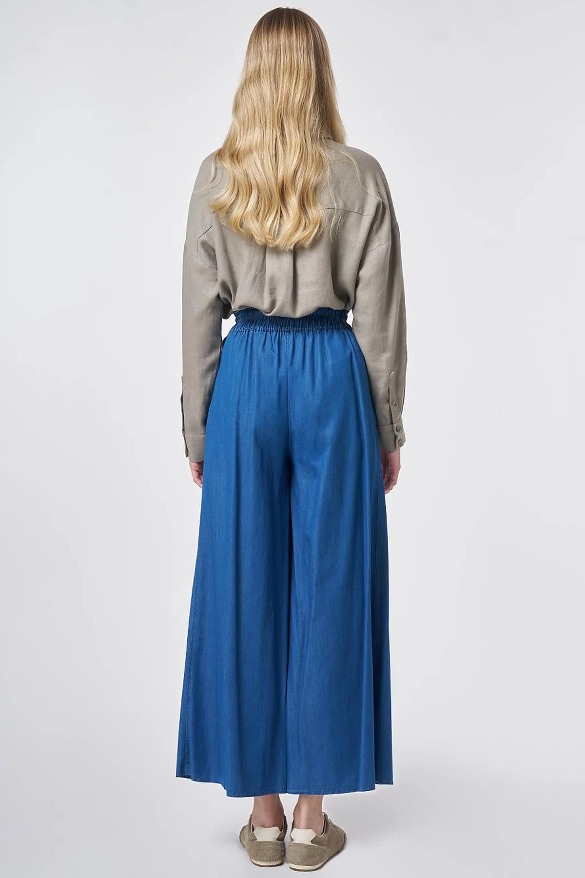 Elastic Waist Drawstring Pants Indigo