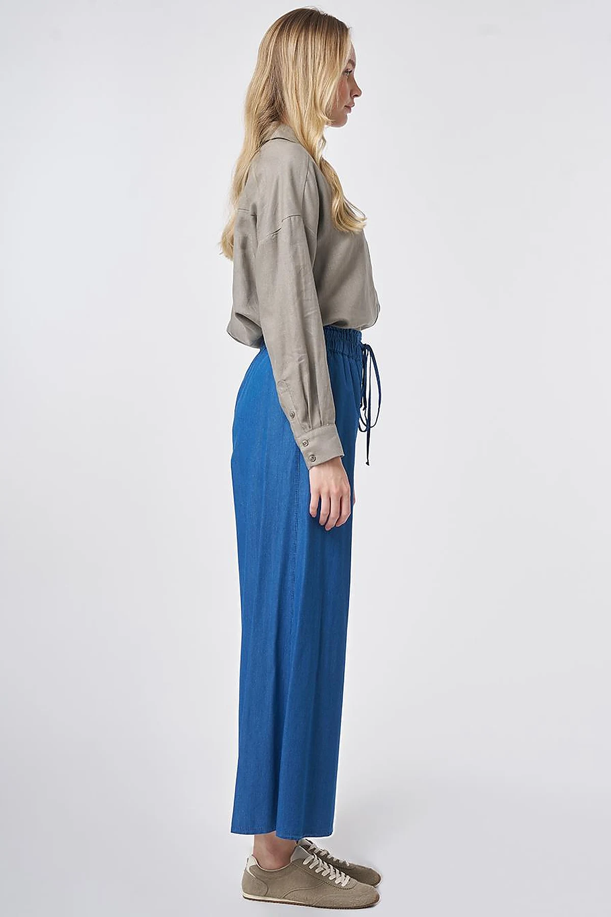 Elastic Waist Drawstring Pants Indigo