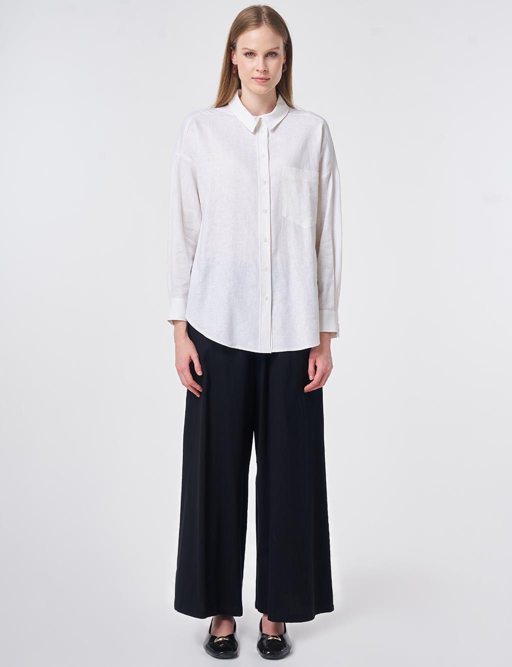 Sport Stitch Linen-Lyocell Tunic Optical White