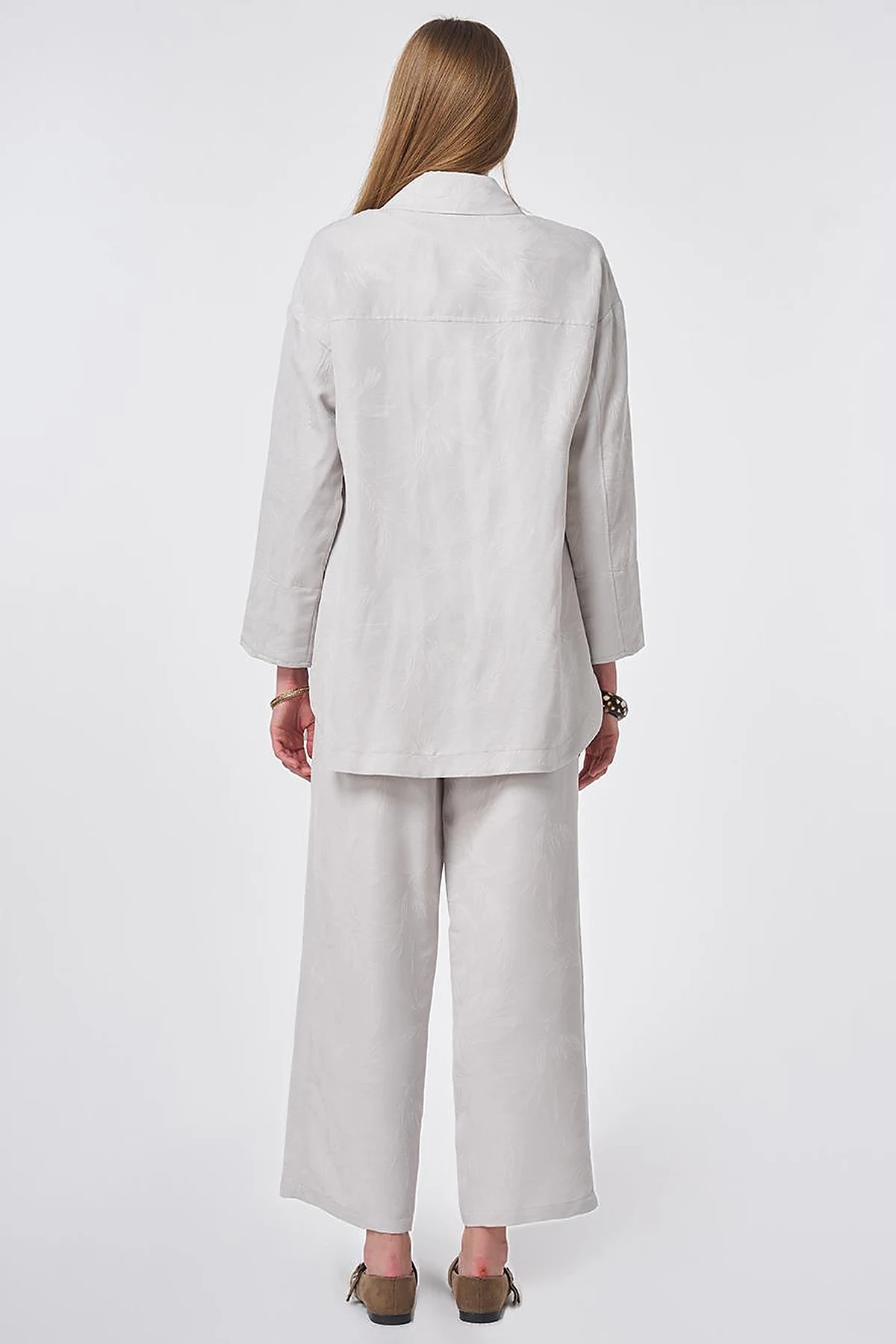 Patterned Modal Two-Piece Set Light Grey