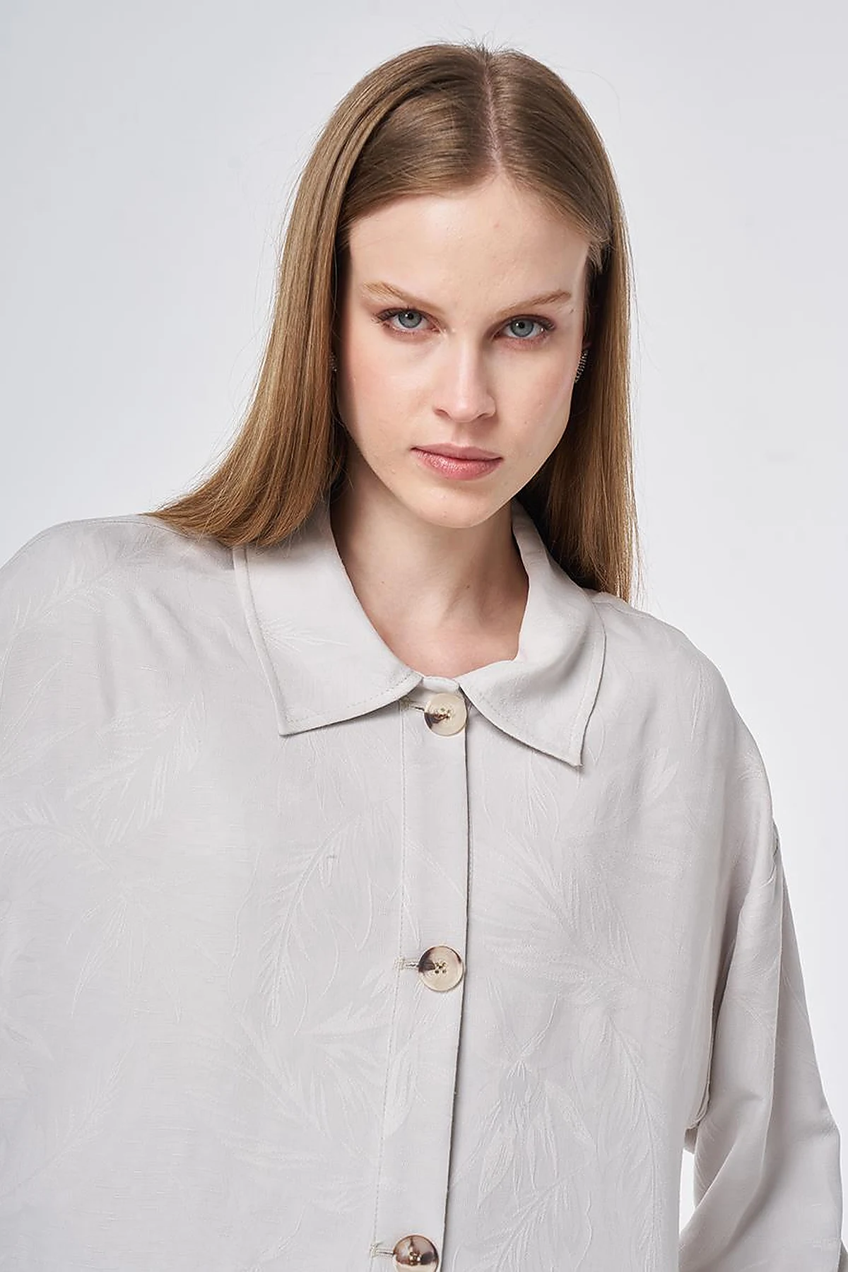 Patterned Modal Two-Piece Set Light Grey