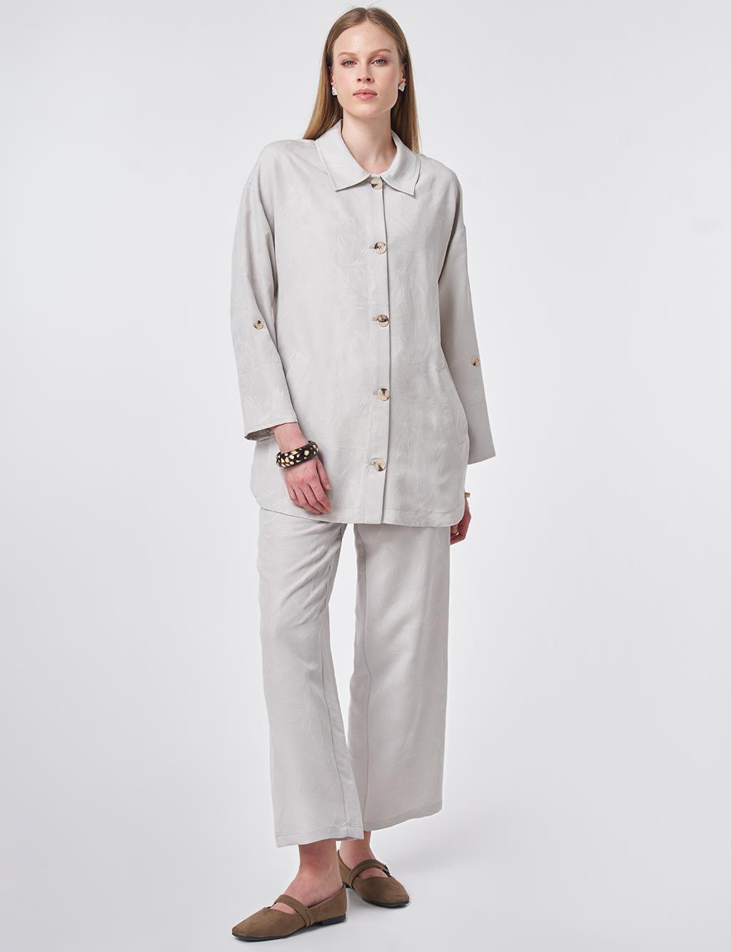 Patterned Modal Two-Piece Set Light Grey