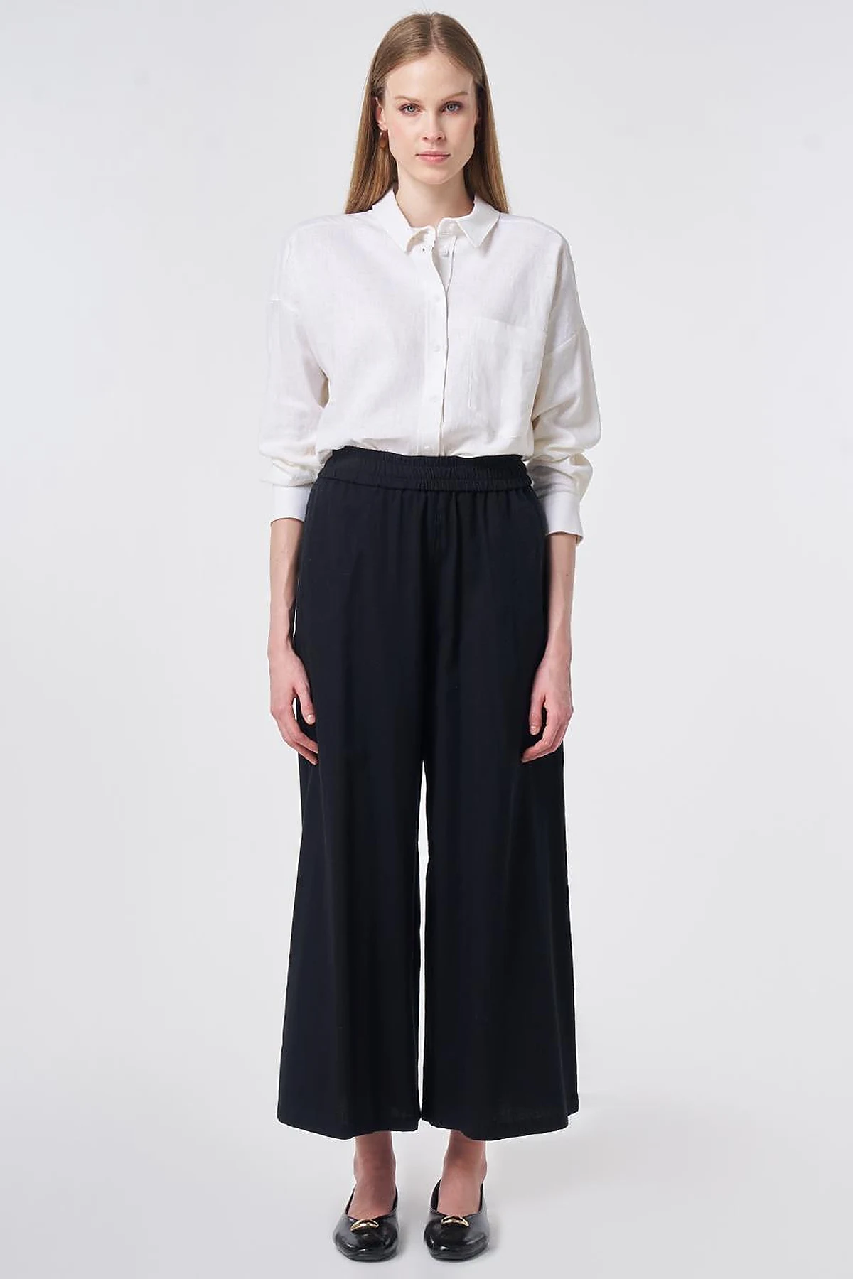 Elastic Waist Non-Denim Pants Black