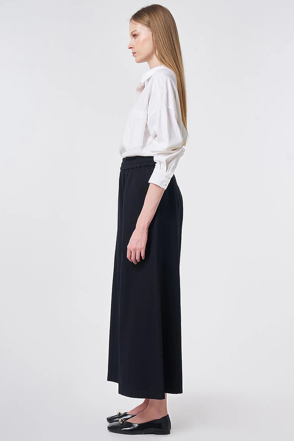 Elastic Waist Non-Denim Pants Black