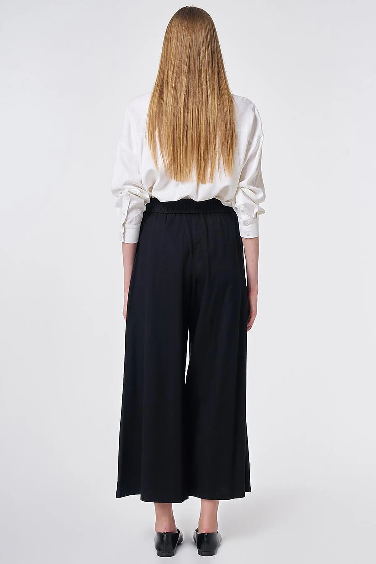 Elastic Waist Non-Denim Pants Black