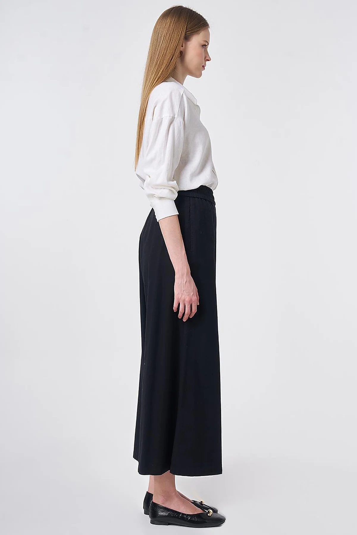 Elastic Waist Non-Denim Pants Black