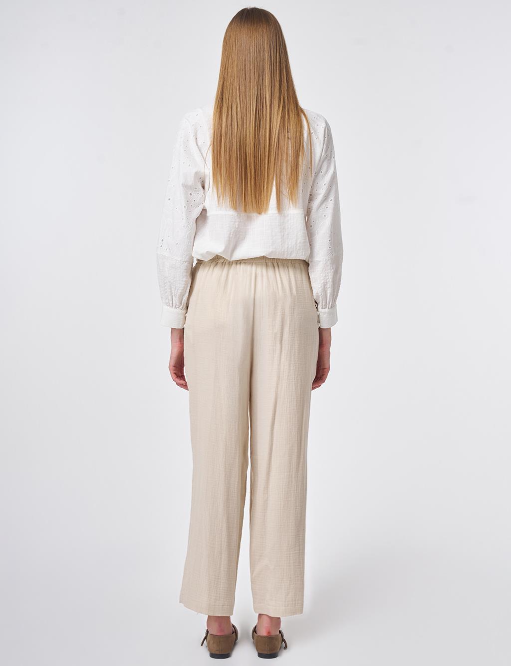 Wide-Pocket Muslin Pants Stone