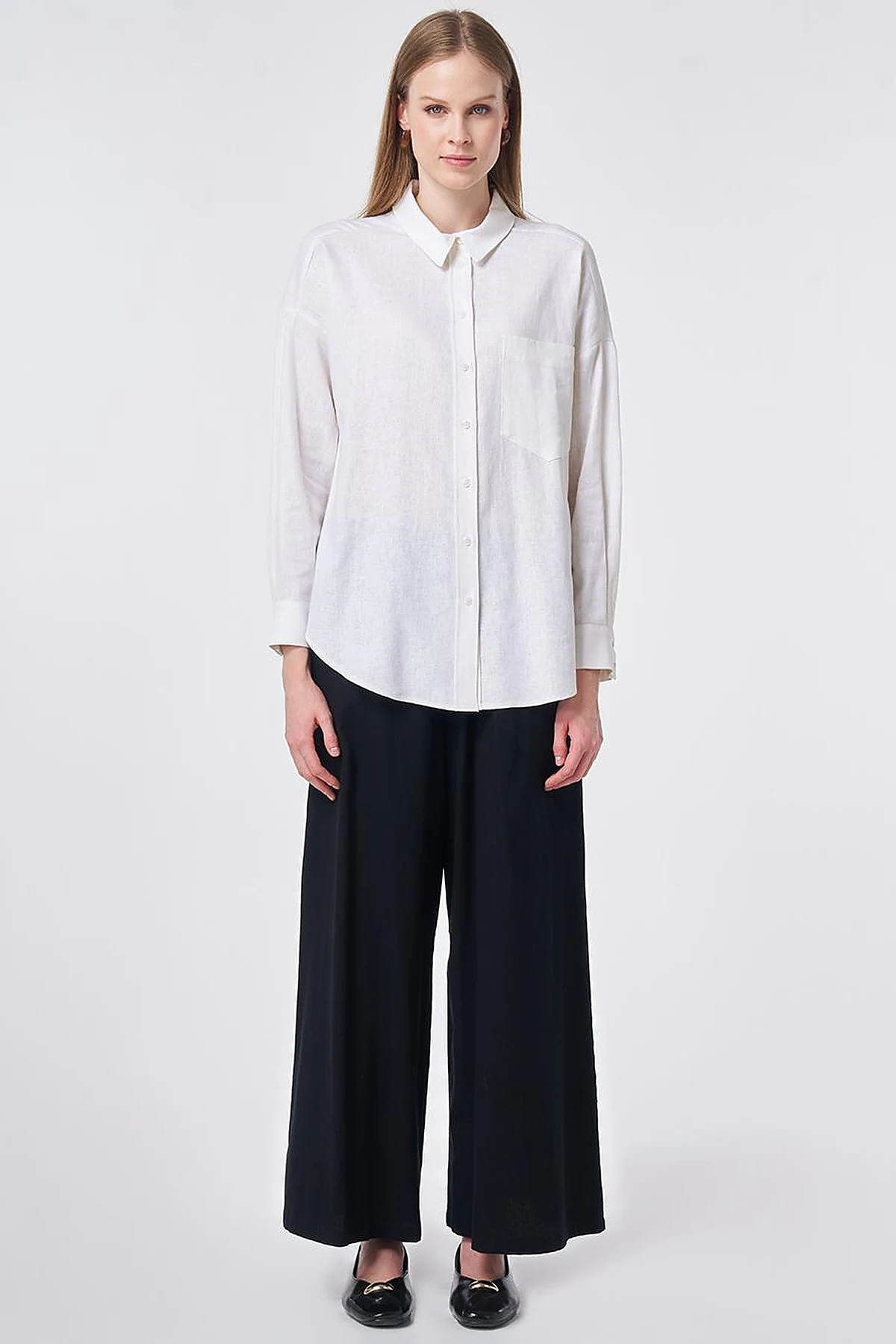 Sport Stitch Linen-Lyocell Tunic Optical White