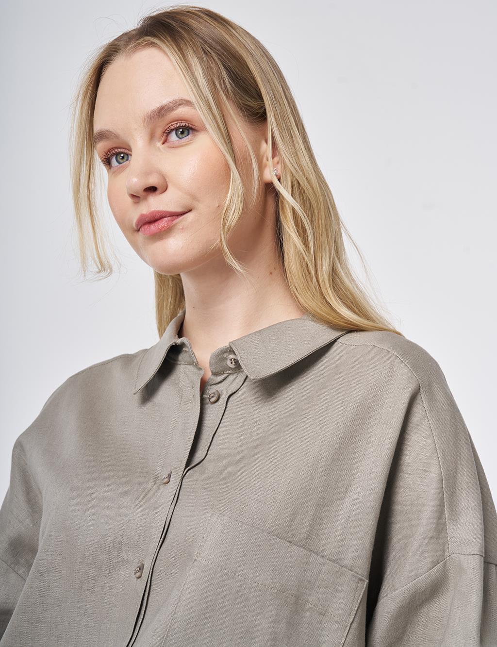 Sport Stitch Linen-Lyocell Tunic Dark Mink