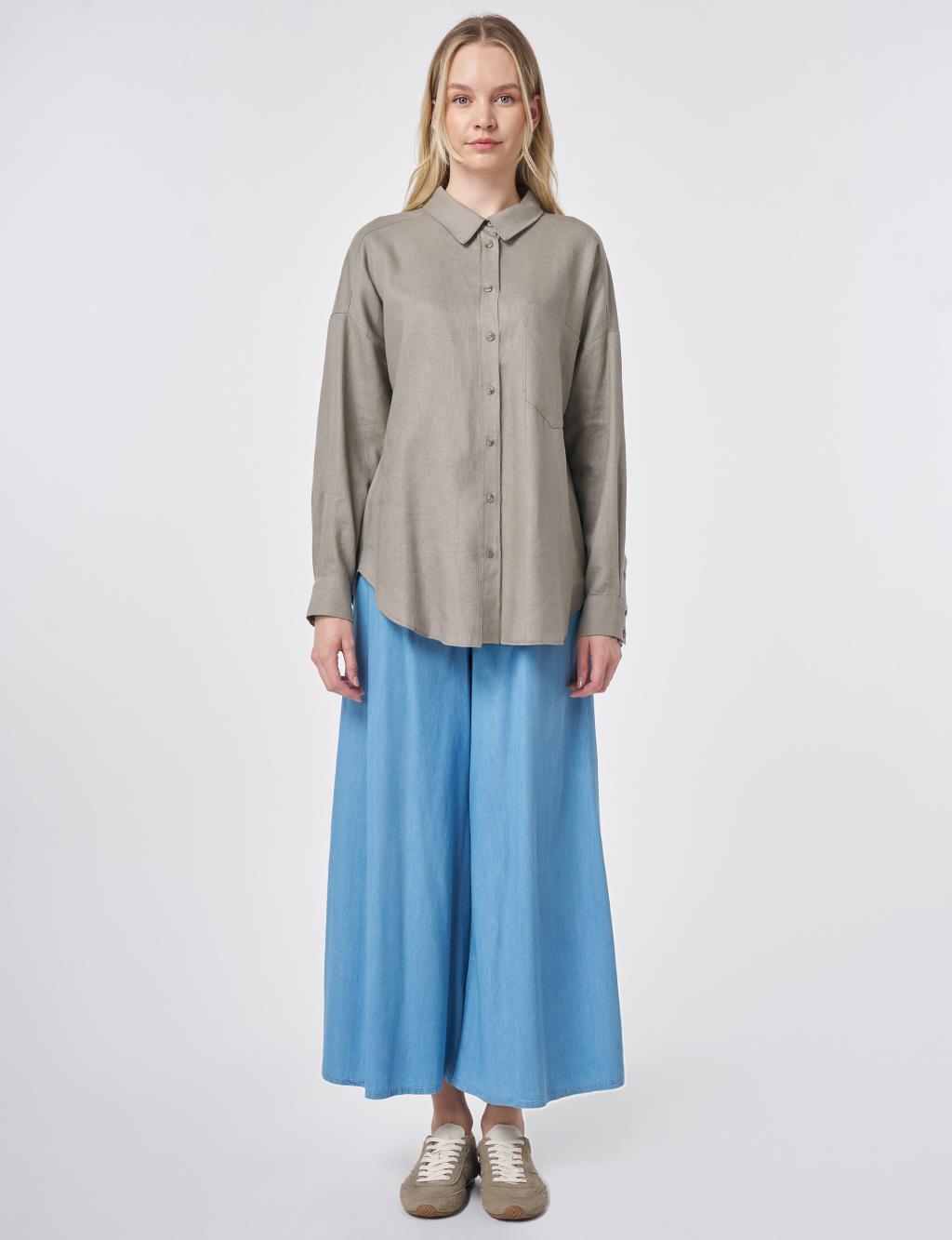 Sport Stitch Linen-Lyocell Tunic Dark Mink