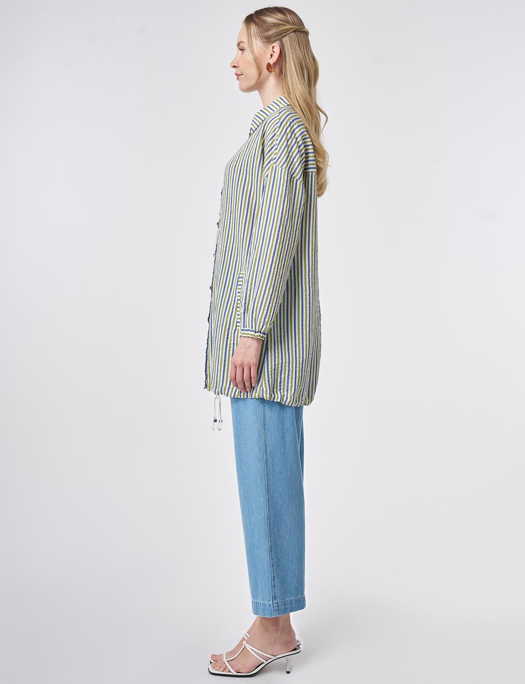 Striped Viscose Blouse Matcha Green