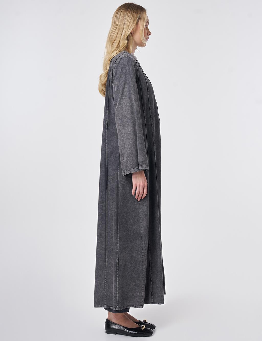 Washed Panel-Stitched Throw-On Anthracite