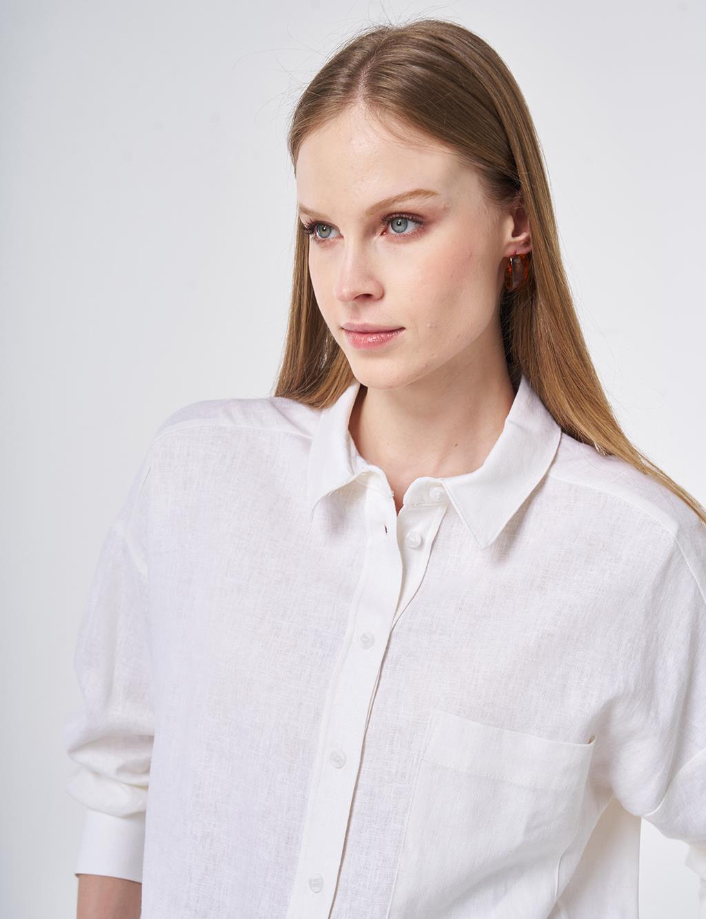 Sport Stitch Linen-Lyocell Tunic Optical White