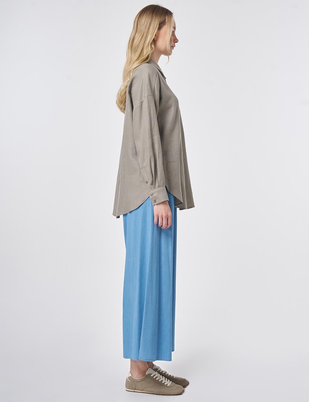 Sport Stitch Linen-Lyocell Tunic Dark Mink