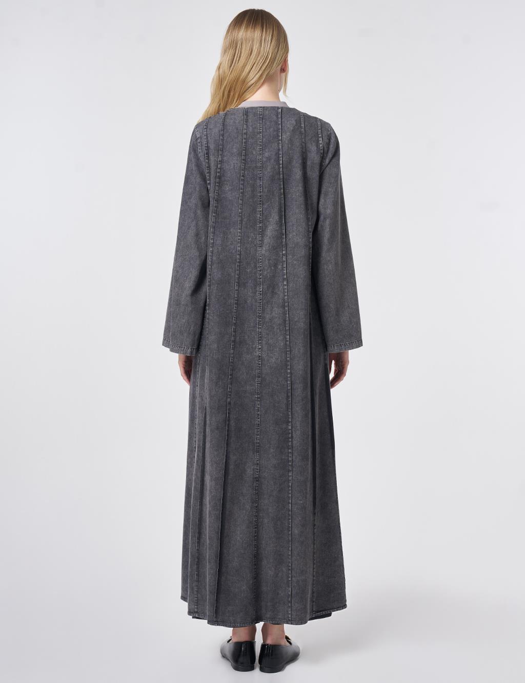 Washed Panel-Stitched Throw-On Anthracite