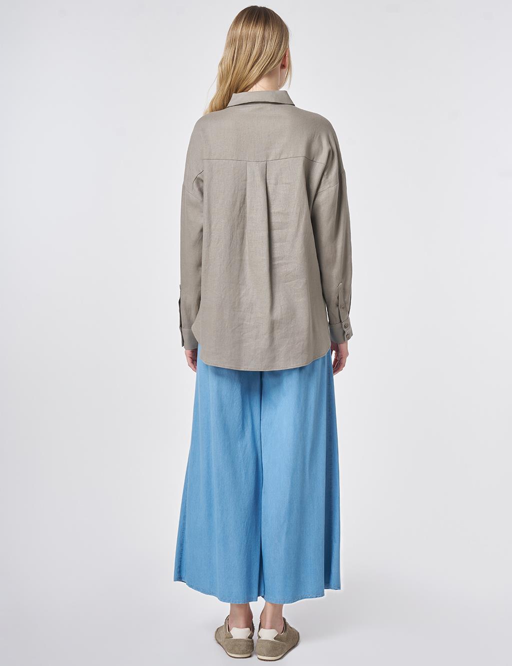 Sport Stitch Linen-Lyocell Tunic Dark Mink