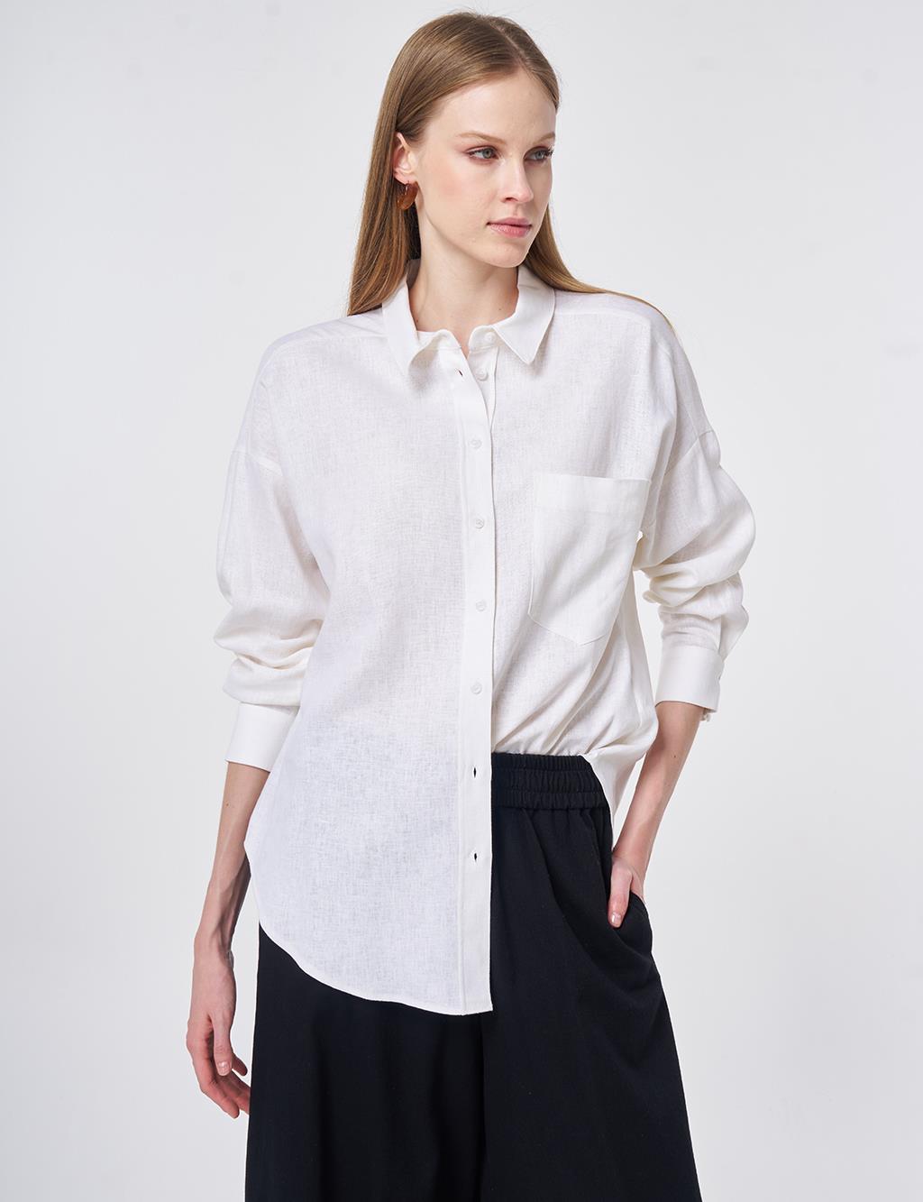 Sport Stitch Linen-Lyocell Tunic Optical White