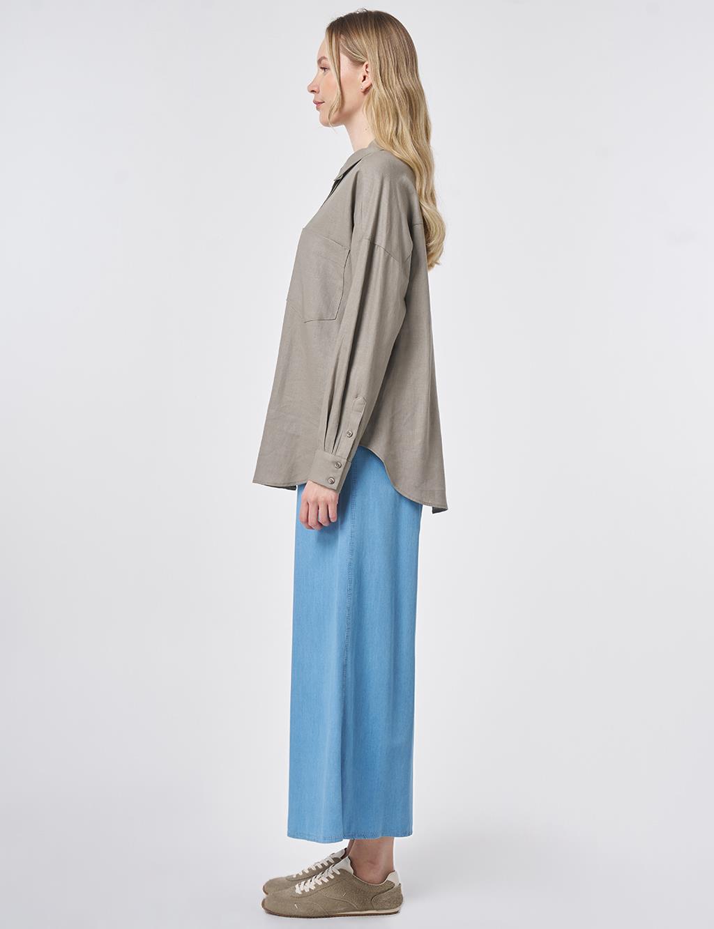 Sport Stitch Linen-Lyocell Tunic Dark Mink