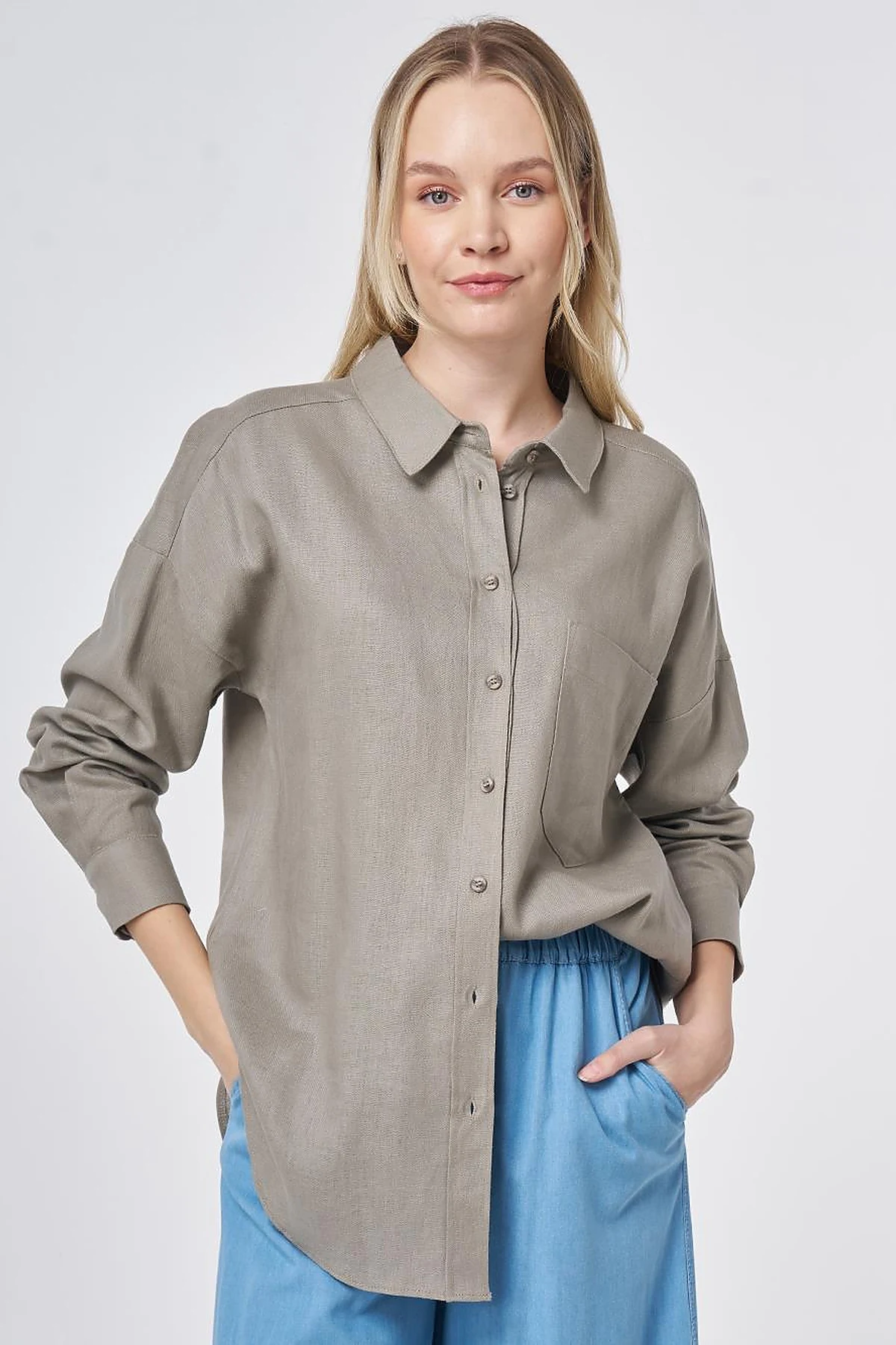 Sport Stitch Linen-Lyocell Tunic Dark Mink