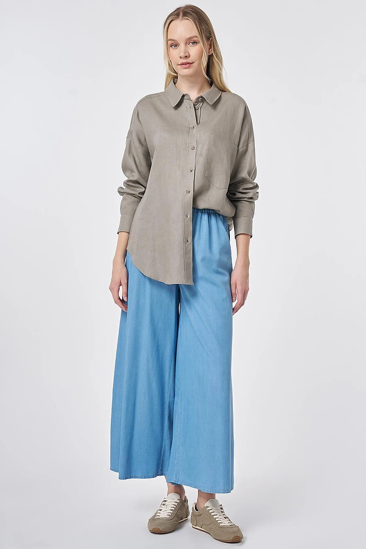 Sport Stitch Linen-Lyocell Tunic Dark Mink