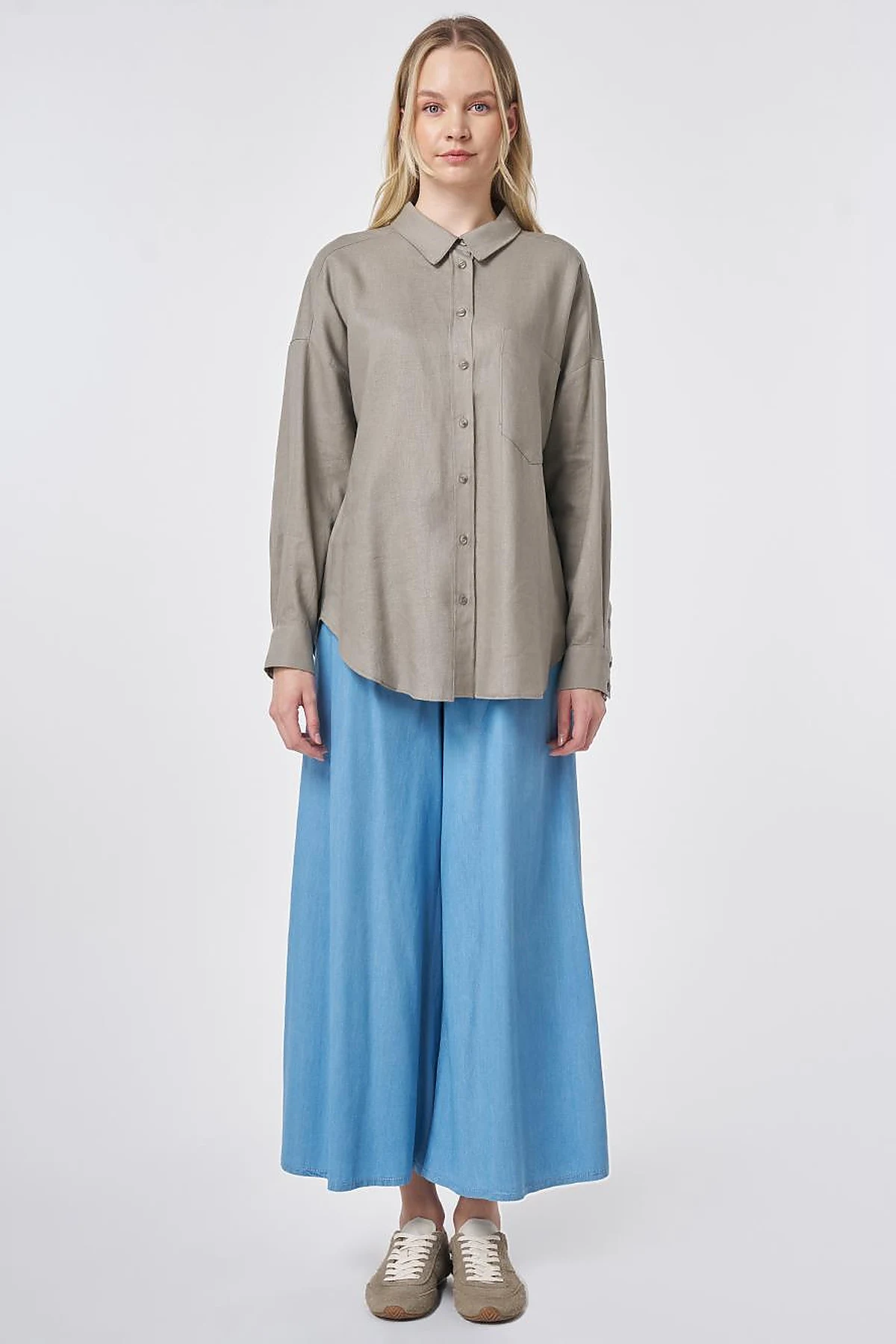 Sport Stitch Linen-Lyocell Tunic Dark Mink