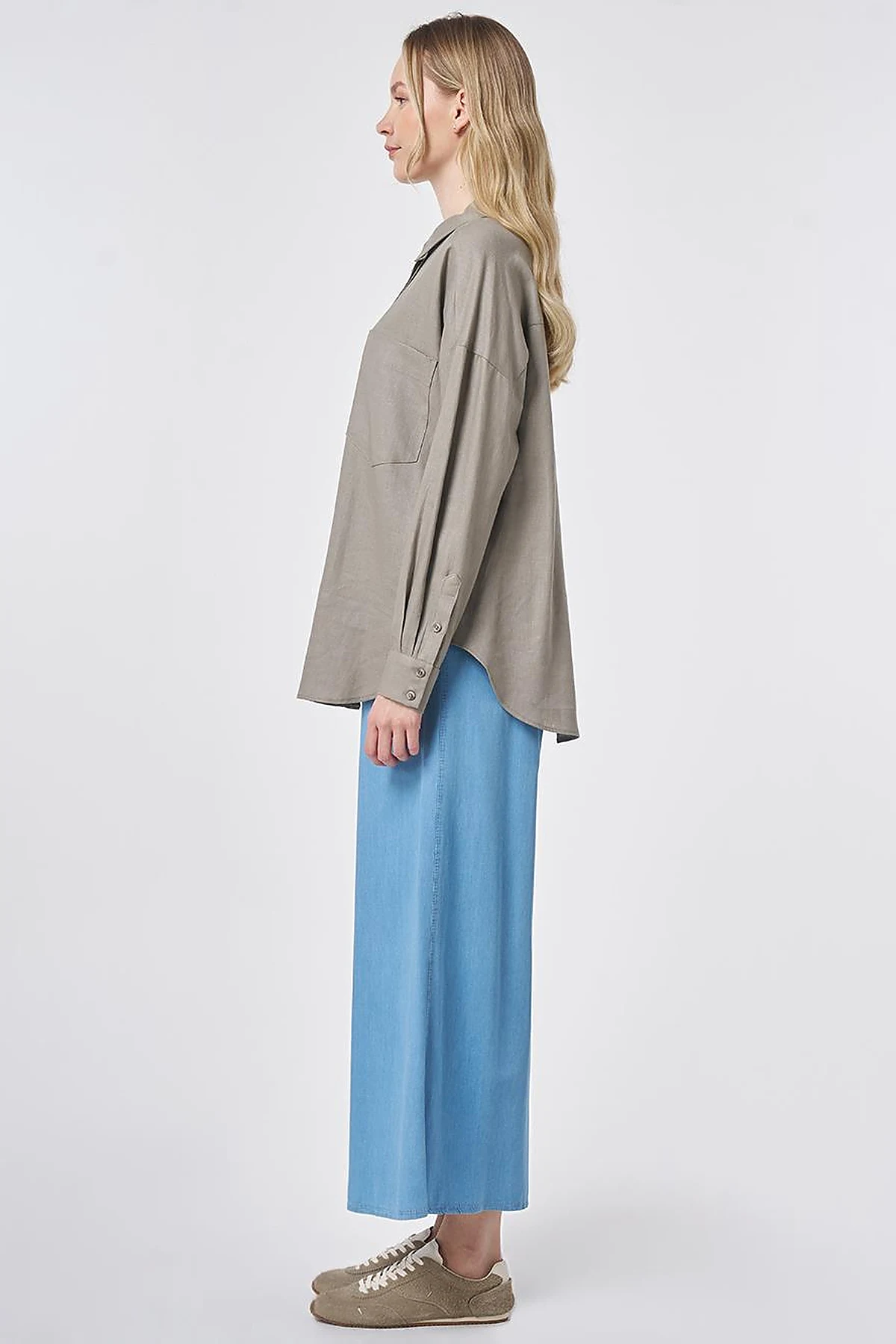 Sport Stitch Linen-Lyocell Tunic Dark Mink