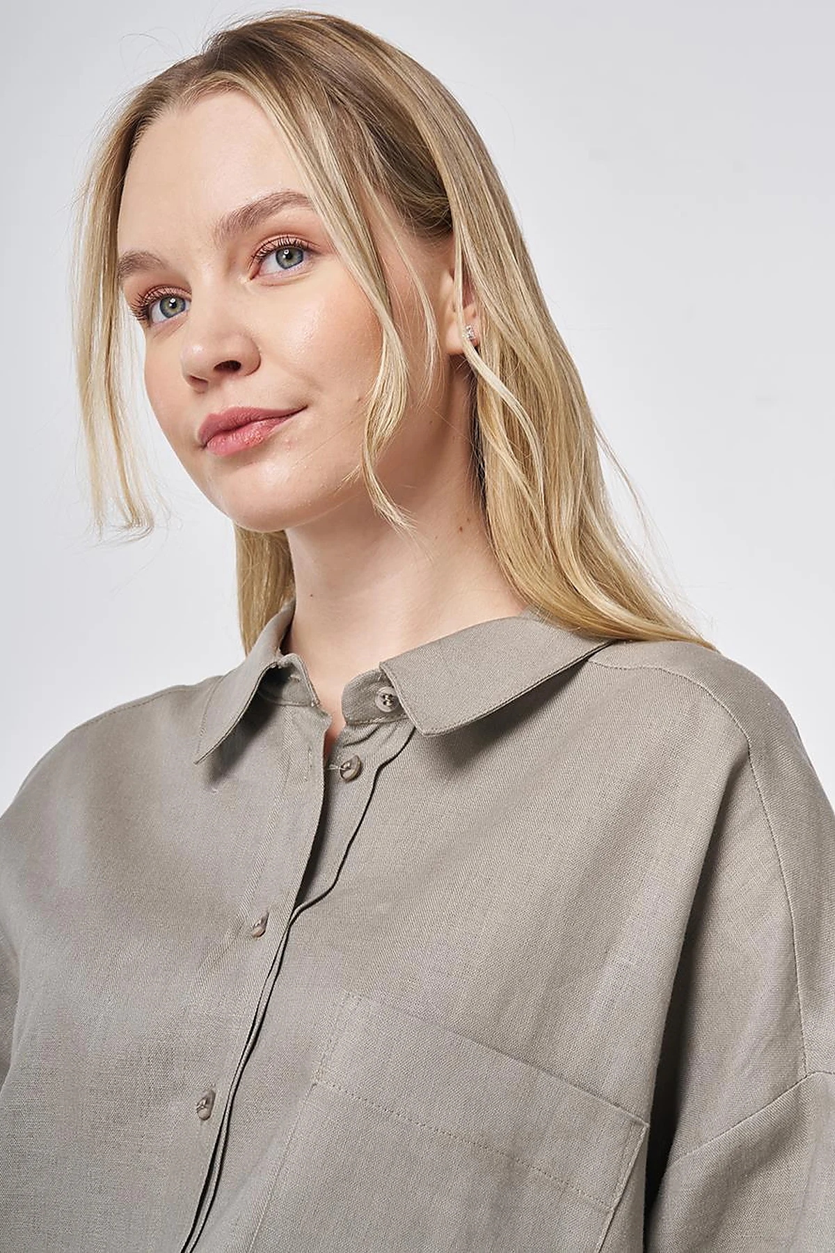 Sport Stitch Linen-Lyocell Tunic Dark Mink