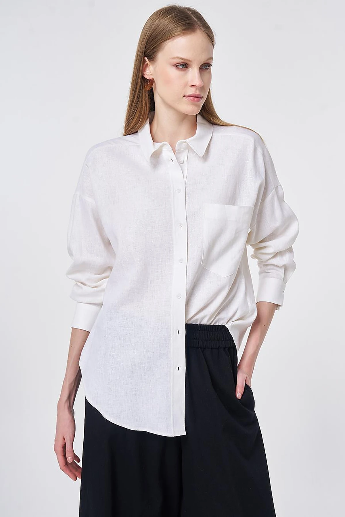 Sport Stitch Linen-Lyocell Tunic Optical White