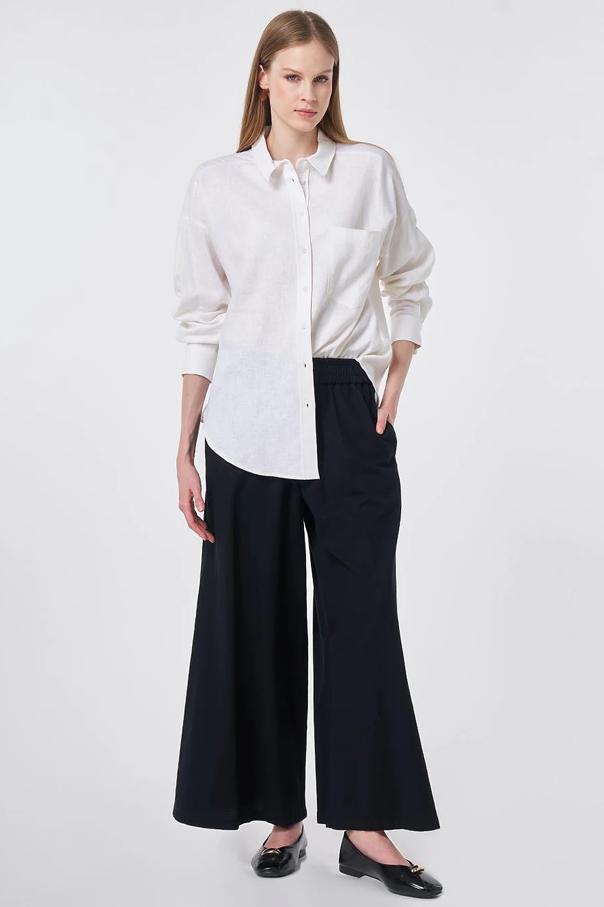 Sport Stitch Linen-Lyocell Tunic Optical White
