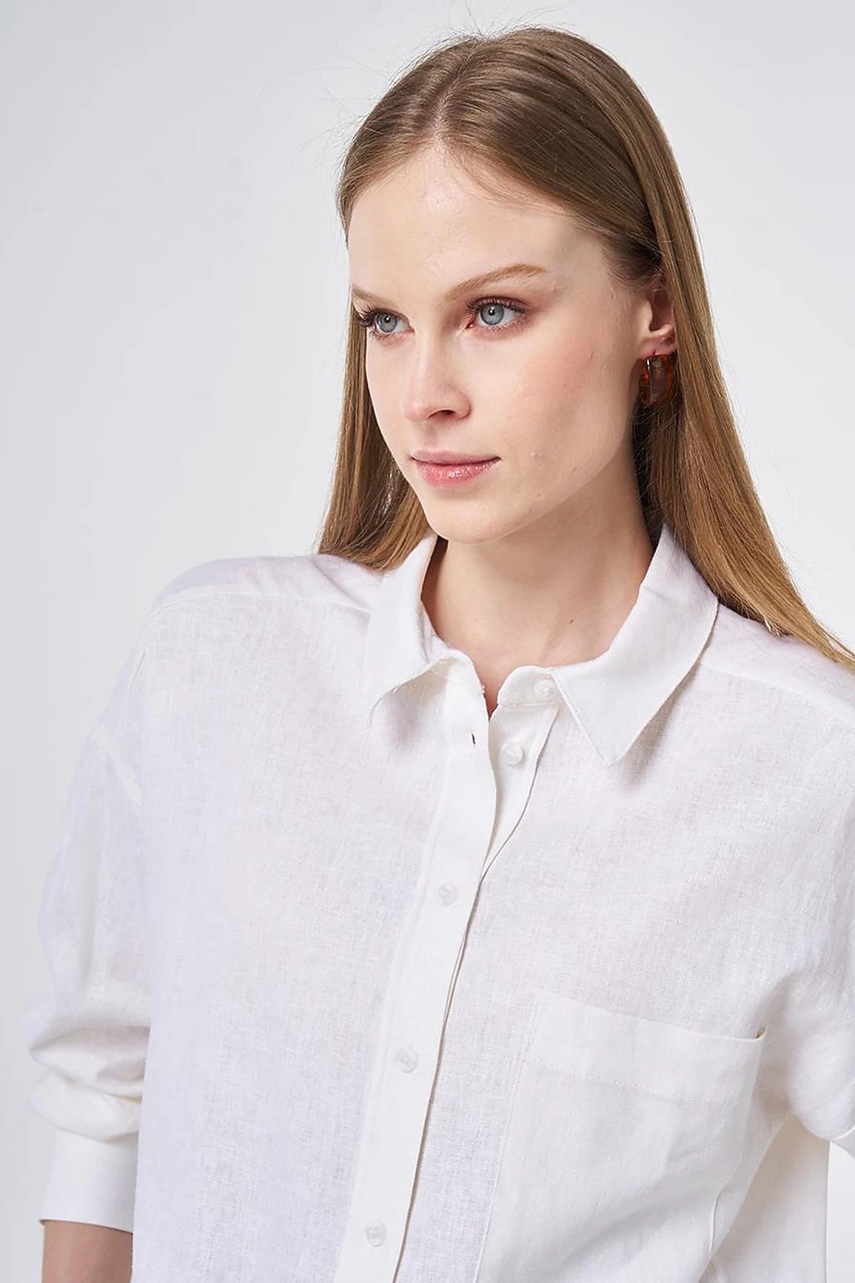 Sport Stitch Linen-Lyocell Tunic Optical White