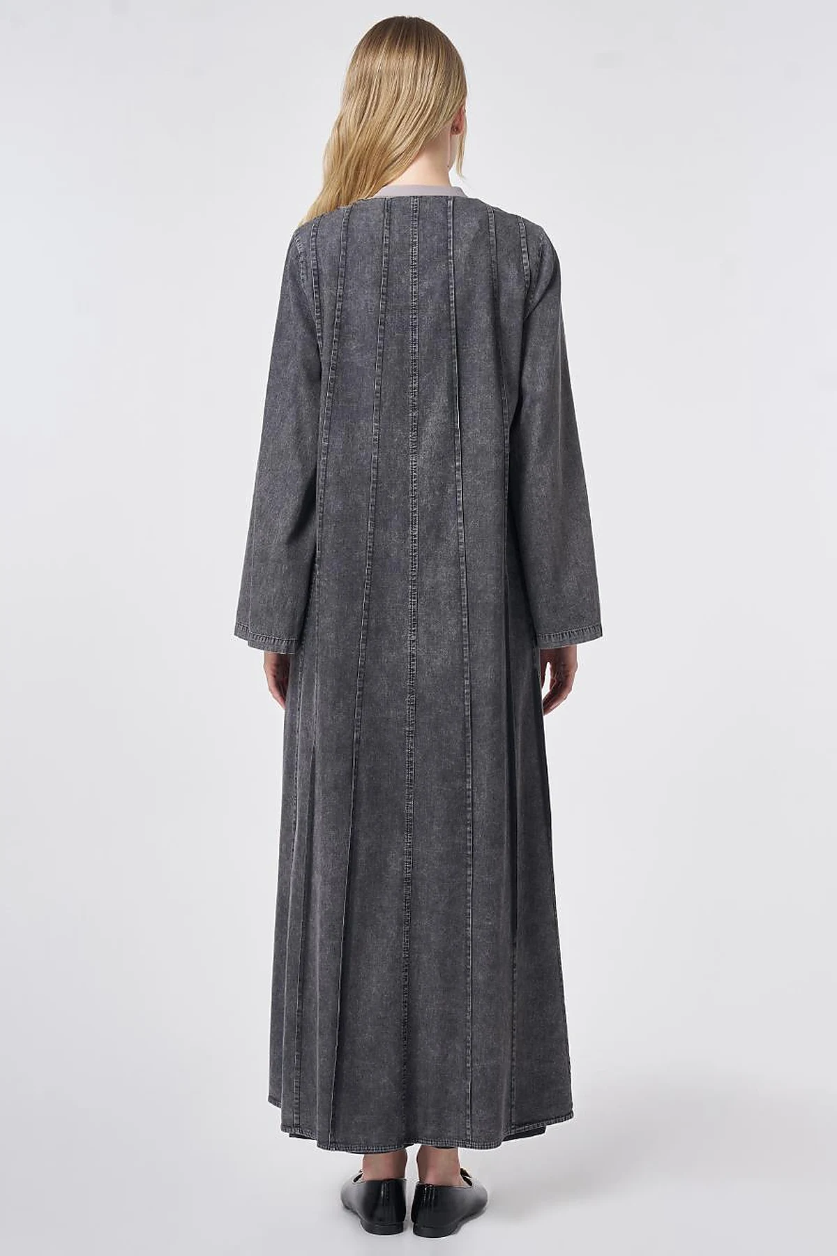 Washed Panel-Stitched Throw-On Anthracite