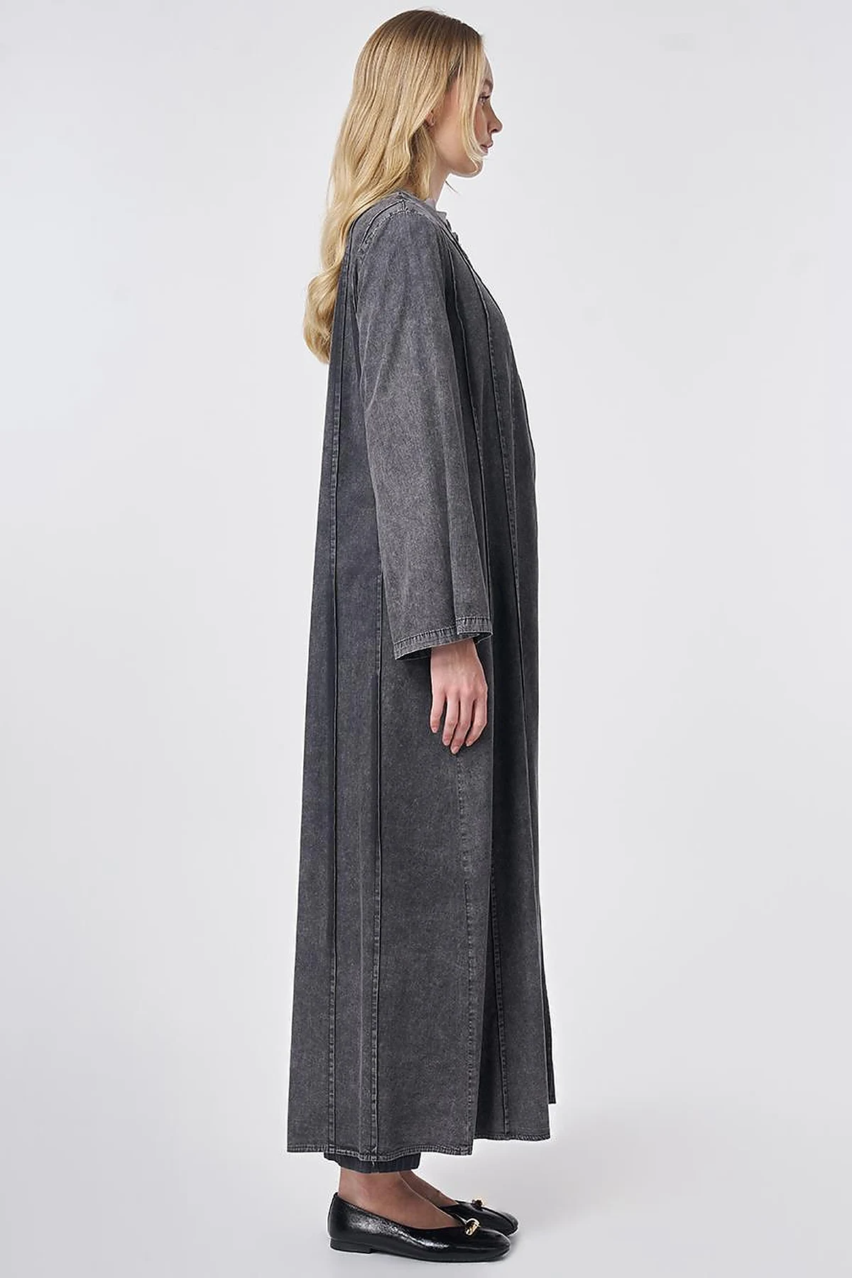 Washed Panel-Stitched Throw-On Anthracite