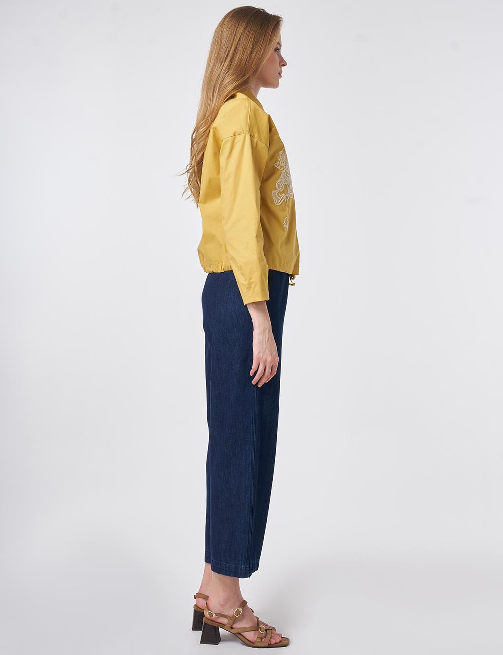 Embroidered Cotton Blouse Mustard