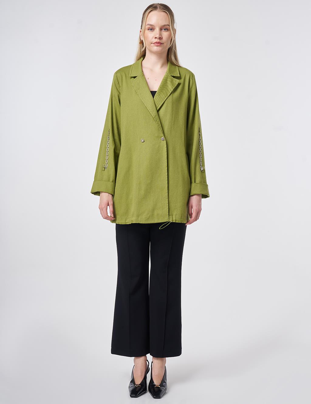 Buttoned Blazer Jacket Matcha Green